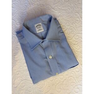 Brooks Brothers Mens Slim Fit Light Blue Gingham Dress Shirt 17 33 Supima Cotton